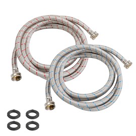 KEJJNYER 2 Pack 10 FT Stainless Steel Washing Machine Inlet Hose, Hot and Cold Water Washer Supply Hoses,3/4" Fittings Washing Machine Fill Hose