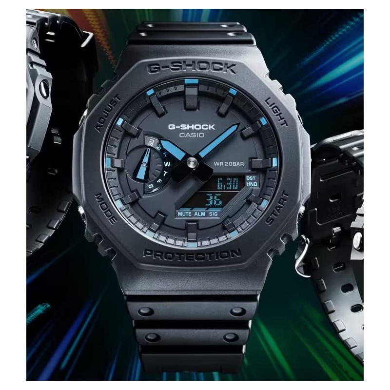G-Shock by Casio Men's GA2100-1A2 Black/Blue Analog-Digital Watch One Size