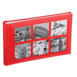 Kenro London City Series Red Small Photo Album for Six Photos 6x4 inch/10x15cm with Memo Space and Document Pocket Memento Gift for Holiday Vacation Weekend Trip, Slip-In Pages - LON102