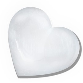 SALT 84 Selenite Crystal Heart Stone, Healing & Calming Effects, Pocket Massage Worry Stone for Natural Body Chakra Balancing, Reiki Healing and Crystal Heart Stone