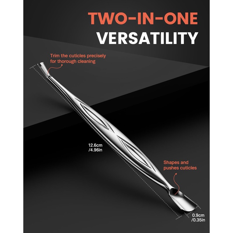 BEZOX 2 in 1 Cuticle Pusher and Trimmer with Fork