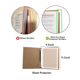 3 Ring Clear Sheet Protectors Binder Dividers with Double Side Printing 26 Tabs, Binder Tabs Divider for Letter Size, Blank Kraft Paper Table of Contents Page 9.5” x 11”, A-Z Dividers, 0.4mm (1)