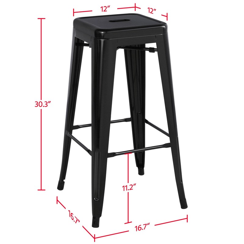 Yaheetech 30'' Metal Bar Stools 4PCS Bar Height Barstools Stackable