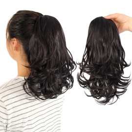 KAVSORAPI 12 Inch Curly Ponytail Hair Extension - Drawstring Synthetic Hairpiece for Women & Girls, Natural Looking Fake Ponytail for Easy Styling, Voluminous Curly Hair (4#/Light Borwn)