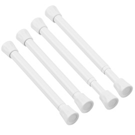 TYRON Small Spring Tension Curtain Rod 7 to 10.5 Inch, Mini Short Adjustable Tension Rod, Suitable for Narrow Window, Sidelight, Cupboard, Refrigerator (White, 4 Pack)