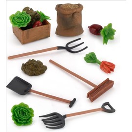 ZhangyiHot 3 Pcs Dollhouse Miniatures, 1/12 Scale Miniature Dollhouse Farm Tool Accessories, Plastic Mini Farm Tool Shovel Rake for Micro-Landscape Scene Decor