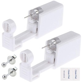 Ear Piercing Gun Kit - Lyuxzad 6Pcs Disposable Ear Piercing Kit Including 2Pcs Self Ear Piercing Gun with 2Pcs Built-in Earrings Stud and 2Pcs Clean Tools for Ear Cartilage Piercing Kit (203)