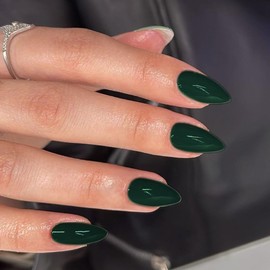 Emerald Green Nails Press on, St. Patrick's Day Press on Nails Short Almond Shaped, SXVME Glue on Nails Short Fake Nails, Best Thick Acrylic False Nails, Glossy Stick on Nails for Women 30Pcs