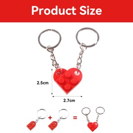 Red Brick Heart Keychain,Simple Toy Building Blocks Couple Keyrings,Retro Detachable Matching Keyrings for Couples,Cute Red Love Heart Keyring,for Couples&Friends in Anniversaries&Special Occasion