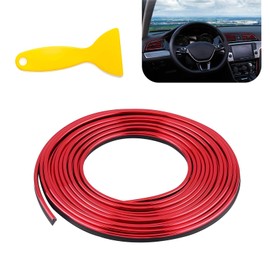 MLY Car Interior Moulding Trim Strip, 33Ft Electroplating Decoration Styling Strips, Flexible Filler Insert Strips with Installing Tool, Universal Interior Decor Accessories for Dashboard Door(Red)