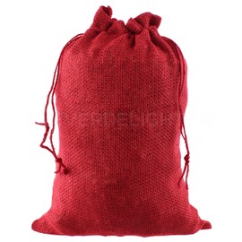CleverDelights 10" x 14" Red Burlap Bags - 25 Pack - 10x14 Inch Jute Burlap Drawstring Sacks