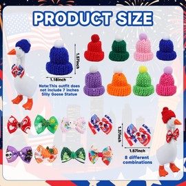 8 Set Holiday Desk Goose Outfits 7 Inch Mini Knitting Hats & Bow Tie, Summer 4th of July All Seasons Magnetic Desk Goose Clothes Costume, Mini Porch Goose Headwear Funny Desk Goose Accessory