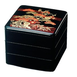 J-kitchens Excursion Bento Box, Made in Japan, 3-Tier, 6.5 Inches, Heavy Use, Black Pine and Bamboo Plum, 7.7 x 7.7 x 6.9 inches (19.6 x 19.6 x 17.5 cm)