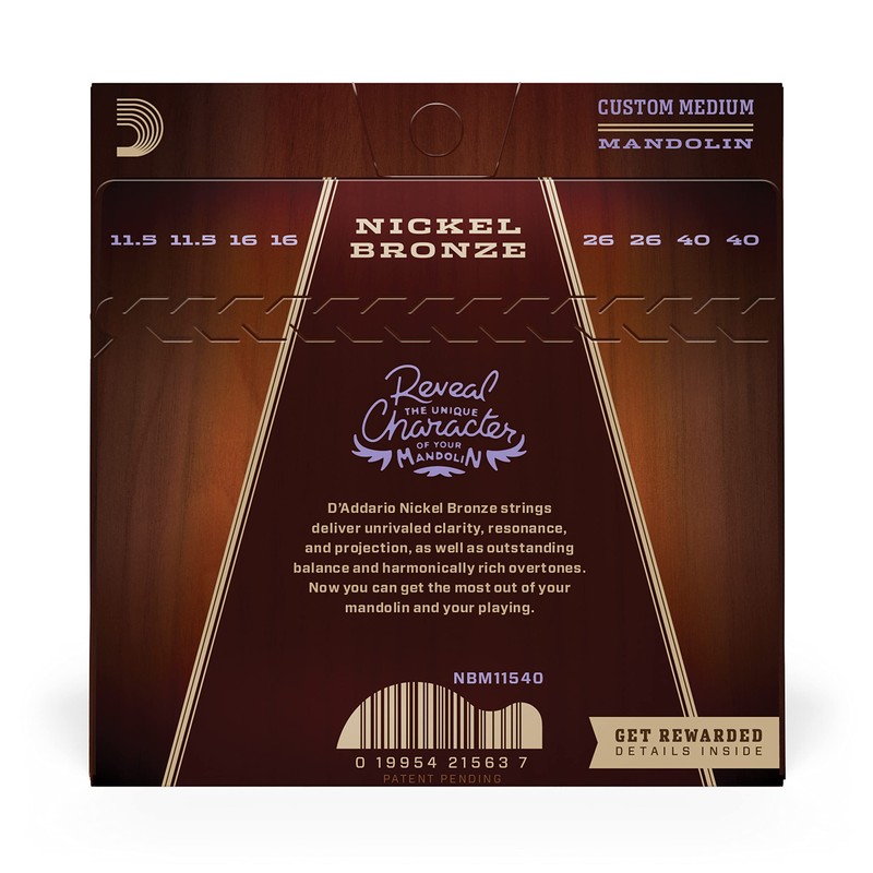 D'Addario NBM11540 11.5-40 Light Nickel Bronze Mandolin Strings