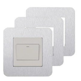3 Count Acrylic Single Light Switch Surround Socket Switch Sticker Cover Solid Color- Shining Silver
