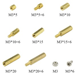 BGTXINGI 240pcs M3 Brass Male-Female/Female-Female Hex Brass Spacer Standoff Screw Nut Assortment Kit and Stainless Steel Screw Nut Set (Brass M3)