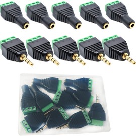 RUNCCI-YUN 10PCS 3 Pole 3.5mm Screw Terminal 3.5mm (1/8) Stereo TRS Audio Male to AV 3Pin Female Screw Terminal Headphone Balun Solderless Converter Adapter(Female/Male)