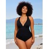 OKONOS Women's Tummy Control One Piece Swimsuit - Ruched V-Neck