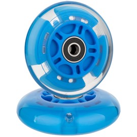 AOWISH 2-Pack Light Up Scooter Rear Wheels 80mm Flash Flashing Inline Skates Replacement Wheel with Bearings ABEC 9 for Adjustable 3-Wheel Kick Scooters (Blue)