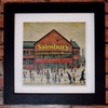 Greetingles Lowry-Style 12"/31cm Square Framed Print. Beautiful Black Ash Frame