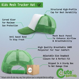 Summer Kids Trucker Hat Free Range Baby! Chicken Farm Polyester Boys Girls Sun Toddler Caps Kelly Green Design Only Adjustable