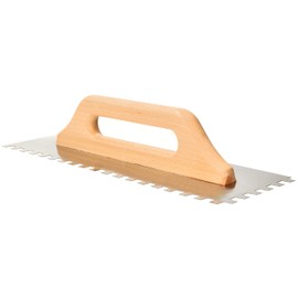 KOTARBAU® Stainless Steel Toothed Smoothing Trowel 380 mm Teeth 10 x 10 mm with Wooden Handle