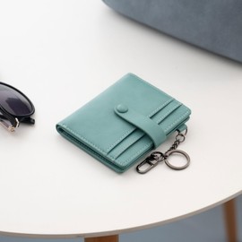 Alldaily Slim Keychain Wallet for Women, RFID Blocking Small Bifold Travel Credit Card Holder (Purist Blue)