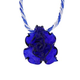 Venetiaurum - Halskette für Damen mit blauer Rose Anhänger aus Original Muranoglas und Silber 925 - Schmuck “Made in Italy” zertifiziert