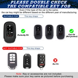x xotic tech for Honda Key Fob Cover, Carbon Fiber ABS Key Shell Case w/Black Silicone Button Keychain, Smart Keyless Entry Key Protector for Accord Civic CRV HRV Pilot 2022+ 5-Buttons