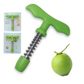 Tynoscco New Fresh Coconut Opener Tool, Thai Hawaiian Young Coconut Tool, Rotary Spring Pressure, Safe and Easy, Food Grade Stainless Steel Coconut Opener for Green Coconut Openers Green,1Pack