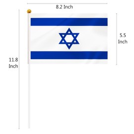 50 Pack Israel Hand Held Mini Stick Flags, Israeli Small Miniature Stick Flag, 8.2 x 5.5 Inch, Outdoor and Party Decorations