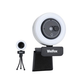 1080 Quad HD Webcam with Microphone and Ring Light, USB Web Camera with Privacy Cover, Plug&Play Computer Camera for PC/Mac/Laptop/Desktop, Streaming Camera for Video Conferencing