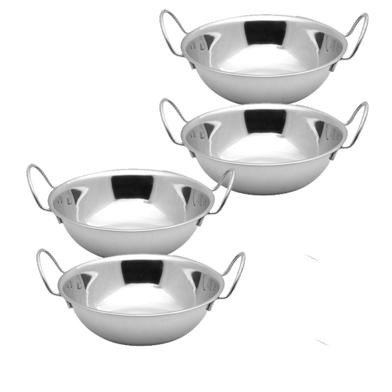 Kosma Set of 4 Premium Stainless Steel Balti Dishes Set,