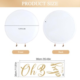 Newleafly 7.2FT Round Backdrop Cover White Round Arch Cover and Oh Baby Decal Sign - Adjustable Spandex Circle Arch Backdrop Cover for Birthday Party, Baby Shower, Wedding Decorations