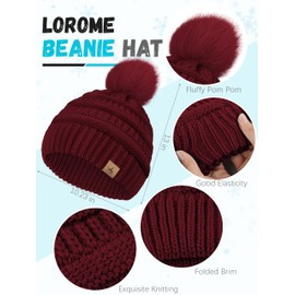 Winter Hat Scarf Gloves and Ear Warmer, Warm Knit Beanie Hat Touch Screen Gloves Set Winter Gifts Neck Scarves for Women