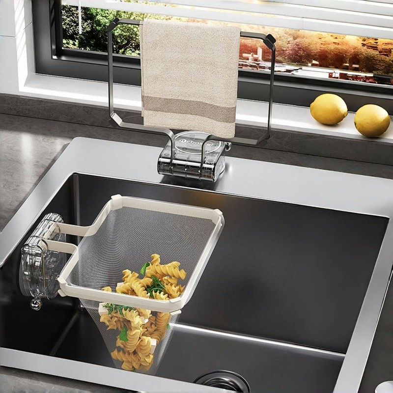 yikinb Movable Kitchen Sink Strainer, Large Opening Sink Strainer,Collapsible Rag