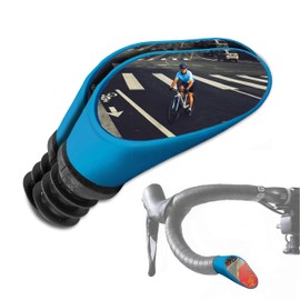 Sprintech Swiss-Made Convex Chrome-Plated Bike Mirror for Drop Bars – Hand-Finished, Adjustable, Reflective Surface, Durable ABS Housing, Universal Fit for Enhanced Rear Visibility (Blue, Pair)