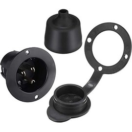 Miady 15 Amp Flanged Inlet 125V, NEMA 5-15 RV Shore Power Inlet Plug with Waterproof Front & Back Covers, 2 Pole 3-Wire, Generator Inlet Plug for Marine Boat RV Electrical Connections, UL Listed