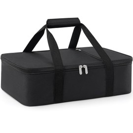 MIAOJIE Insulated Casserole Carrier for Hot or Cold Food,Pie Carrier Bag Lunch Bag Tote for Potluck Parties/Picnic/Cookouts, Fits 9"x13" Baking Dish,Single Black