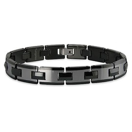Black Tungsten Carbide Men's Link Bracelet 9.25"