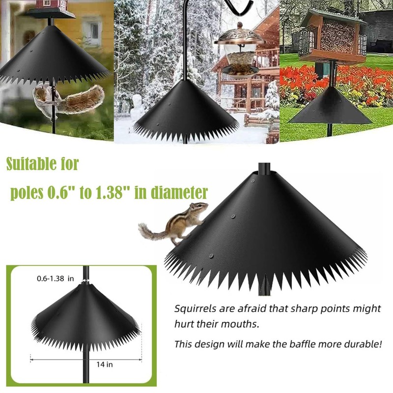 CozyCove Squirrel Baffle for Bird Feeder Pole Squirrel Proof, Spiked