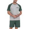 PrinStory Mens Pajama Set Summer Raglan Short Sleeve Tops and