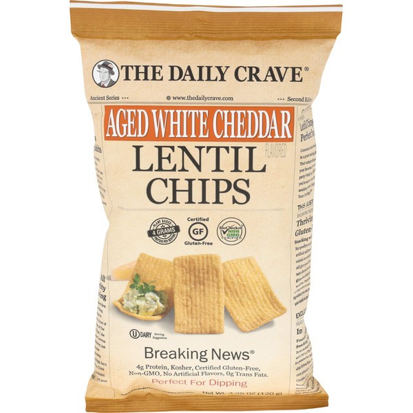 THE DAILY CRAVE Aged White Cheddar Lentil Chips, 4.25 OZ