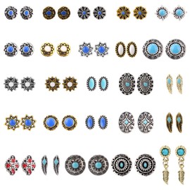 50pcs Stylish Western Turquoise Nail Charms, Retro Metal Cowboy Nail Gems Mixed Shapes DIY Manicure Accessories for Gel & Acrylic Fingernails