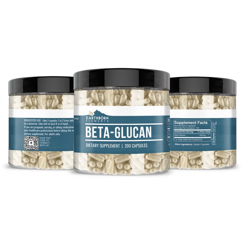 Earthborn Elements Beta Glucan, 200 Capsules, Pure & Undiluted, No
