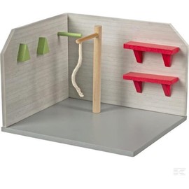 Kids Globe Horse Wash Box with Shower and Shelves (Scale 1:24, Dimensions 15 x 18 x 12 cm, Horse Box without Horse Figures and Accessories) 610205