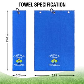 ERHACHAIJIA I'd Rather Be Playing Pickleball Embroidered Pickleball Sports Towel with Clip. Funny Pickleball Gifts for Men Women Pickleball Lover, Birthday Retirement