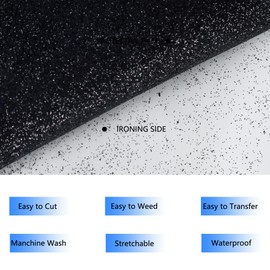 SHOMKIEE Black Glitter HTV Heat Transfer Vinyl Rolls 12 Inch by 5 feet Roll Iron on DIY for T-Shirt and Silhouette Easy to Cut & Weed (5Ft,Glitter Black)