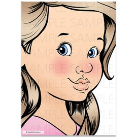Sparkling Faces Practice Board - Mia (Left Handed), Face Painting Practice and Display Tool, Reusable Colored Makeup Template, A4 Size - 8.27" x 11.69"