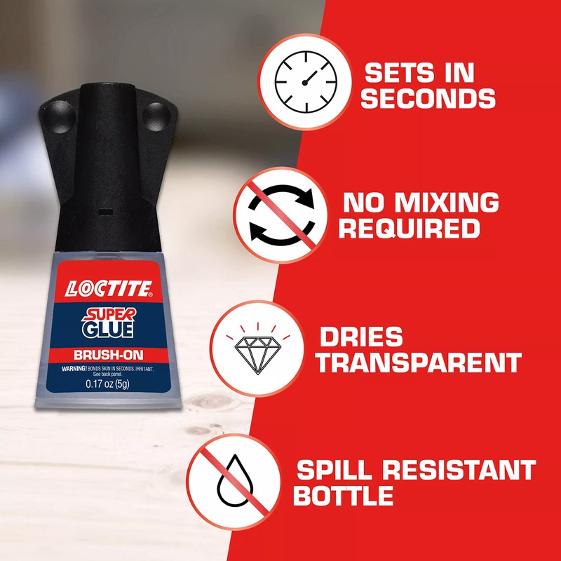 Loctite Super Glue Brush On Liquid, Clear, 0.17 fl oz